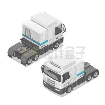 2个不同角度的氢能源卡车头3374573矢量图片免抠素材