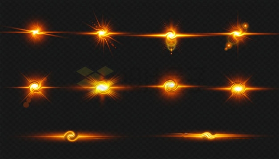 10款橙黄色的星光效果光芒黑洞扭曲的光效果8687207PSD免抠图片素材