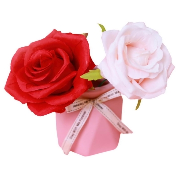 粉色花瓶中的红色和粉红色玫瑰花插花艺术1856856png图片免抠素材
