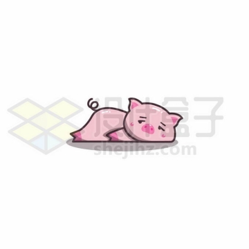 慵懒的卡通小猪趴在地上表情包7193536矢量图片免抠素材免费下载
