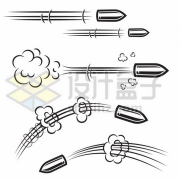 各种飞行中的子弹漫画插画422964免抠矢量图片素材