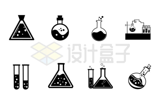 锥形瓶圆底瓶试管架等化学实验仪器图标1641412矢量图片免抠素材