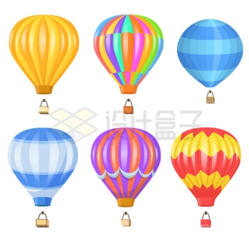 6款卡通彩色条纹热气球5584870矢量图片免抠素材