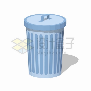 一个盖上盖子的垃圾桶扁平插画png图片免抠矢量素材