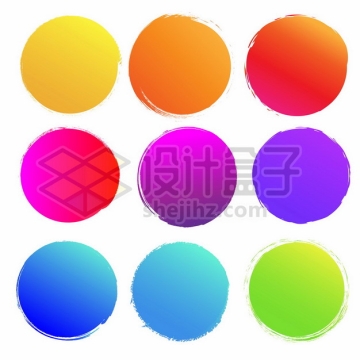 9款彩色渐变色风格的涂鸦圆形图案4616071矢量图片免抠素材