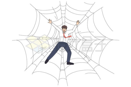 蜘蛛网上的商务人士象征职场陷阱插画5499937矢量图片免抠素材