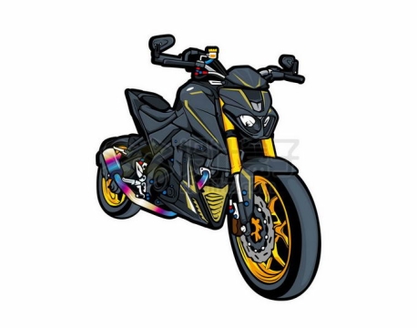 黄色黑色摩托车漫画风格1920592矢量图片免抠素材