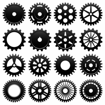 16款黑色齿轮金属齿轮装置图案1924816矢量图片免抠素材