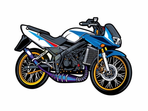 蓝色风格摩托车侧面图漫画风格6664642矢量图片免抠素材