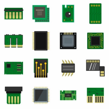 16款处理器印刷电路板PCB板图标png图片免抠矢量素材