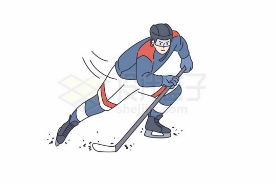 打冰球的运动员手绘线条插画5606618矢量图片免抠素材免费下载