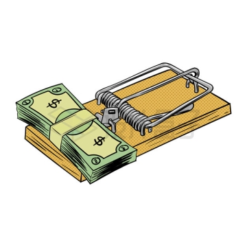 老鼠夹上的金钱象征了金融陷阱6680748矢量图片免抠素材