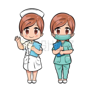 2款可爱的大眼睛卡通女医生或女护士6978975矢量图片免抠素材下载