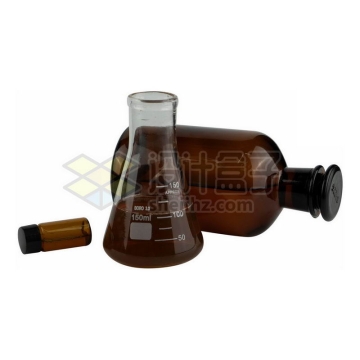 玻璃广口试剂瓶棕色瓶和锥形烧瓶等化学实验仪器4281612png图片免抠素材
