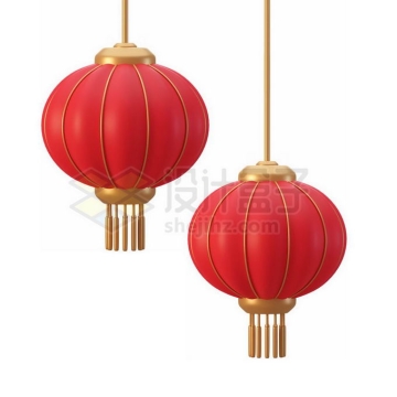 2个新年春节大红灯笼3D模型8793703矢量图片免抠素材