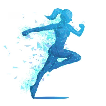 蓝色点线多边形组成的奔跑的女性插画5381766PSD免抠图片素材