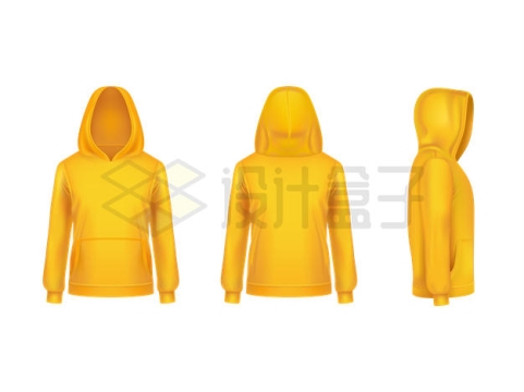 3个不同角度的黄色套头衫外套4815362矢量图片免抠素材