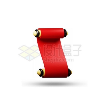 新年春节红色卡通卷轴3D模型8823564矢量图片免抠素材