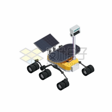 2.5D风格展开太阳能电池板的卡通风格火星车4594435矢量图片免抠素材