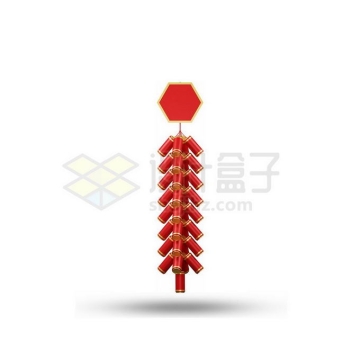 一串新年春节红色鞭炮3D模型6783978矢量图片免抠素材