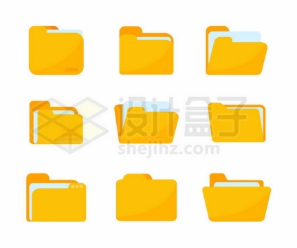 一套9款Windows11系统中的黄色文件夹图标6980733矢量图片免抠素材