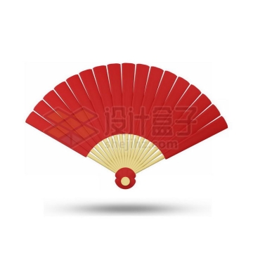 一把红色中国风纸折扇3D模型8101042矢量图片免抠素材