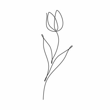 一根线条郁金香花朵手绘插画简笔画634973png图片素材