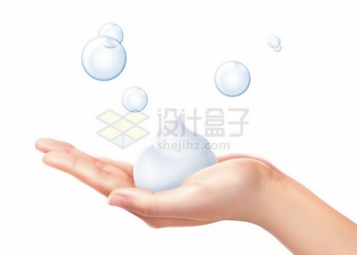 纤纤玉手上的泡沫和气泡化妆品广告使用展示6064864矢量图片免抠素材