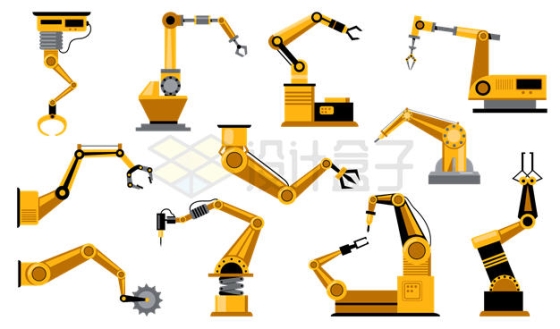 各种黄色的工业机器人机械手臂抓手1497849矢量图片免抠素材