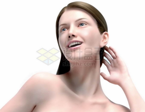 护肤品广告中的美女模特展示自己娇嫩的皮肤6726830矢量图片免抠素材
