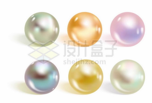 6款金色粉色3D立体风格珍珠小球圆球3101363矢量图片免抠素材