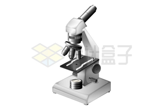 一台银色的光学显微镜实验室器材9220528矢量图片免抠素材