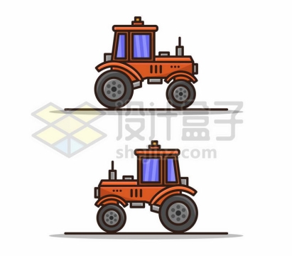2款MBE风格卡通农用拖拉机侧视图4432024矢量图片免费下载