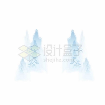 淡淡的高山松树山水画中国风插画5308910矢量图片免抠素材