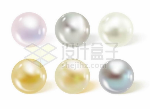 6款米白色金色黑色3D立体风格珍珠小球圆球2565415矢量图片免抠素材