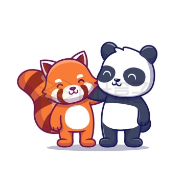 可爱卡通小熊猫和大熊猫勾肩搭背7061453矢量图片免抠素材