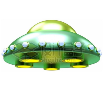 绿色卡通飞碟UFO不明飞行物png图片素材724497