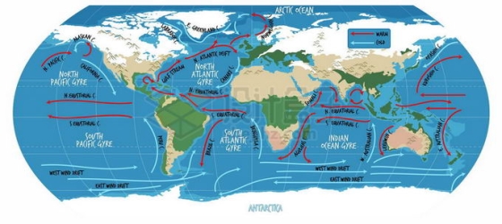全球洋流分布暖流寒流海流世界地图7257759矢量图片免抠素材免费下载