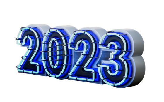 蓝色霓虹灯发光效果2023年数字3D立体艺术字体4984831PSD免抠图片素材