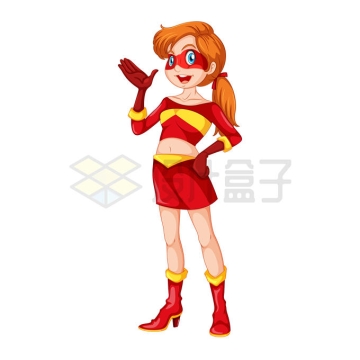 红黄色战衣的卡通女超人女性超级英雄2242490矢量图片免抠素材