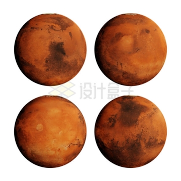 4个不同角度的火星3D模型1050595PSD免抠图片素材