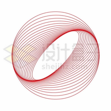 红色线条圆圈抽象图案8228933矢量图片免抠素材
