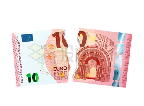 撕碎的10元欧元纸币钞票欧盟货币7559271矢量图片免抠素材