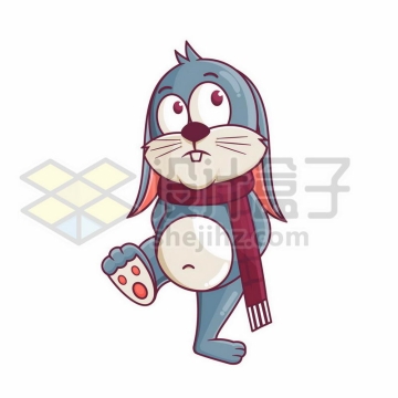 围着红色围巾的卡通小兔子4082159矢量图片免费下载