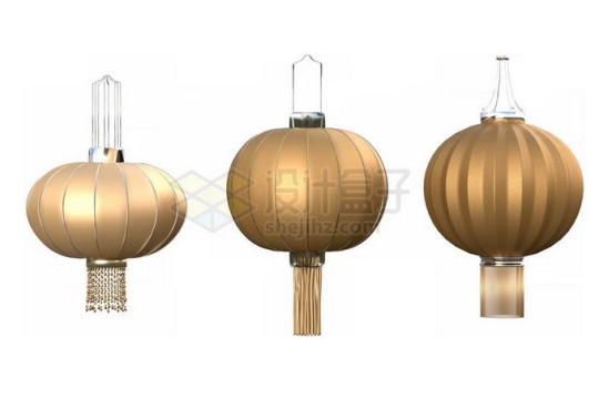 新年春节3款金色灯笼3D模型9354283PSD免抠图片素材