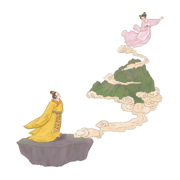 巫山神女中国传统神话人物传说故事手绘彩色插图图片免抠png素材