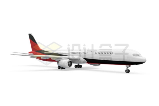 一架红黑白色涂装的双引擎客机飞机8920043PSD免抠图片素材