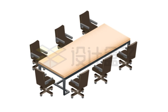 2.5D风格会议桌和转椅5833218矢量图片免抠素材