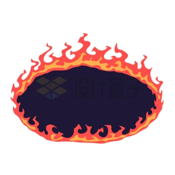 燃烧火焰效果的椭圆形文本框信息框9191514矢量图片免抠素材