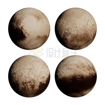 4个不同角度的冥王星3D模型1292668PSD免抠图片素材